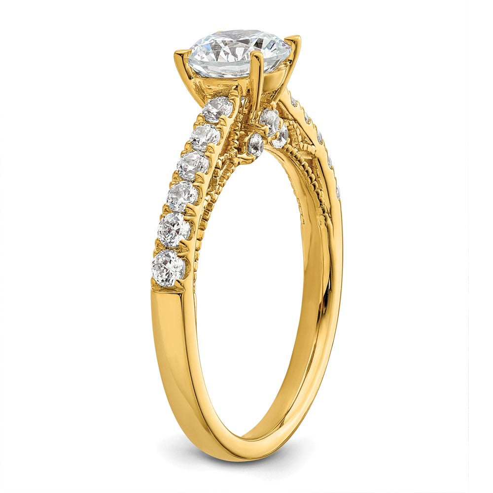 14K Vintage (Holds 1 carat 6.5mm) Round Center) 1/2 carat Diamond Semi-Mount Engagement Ring