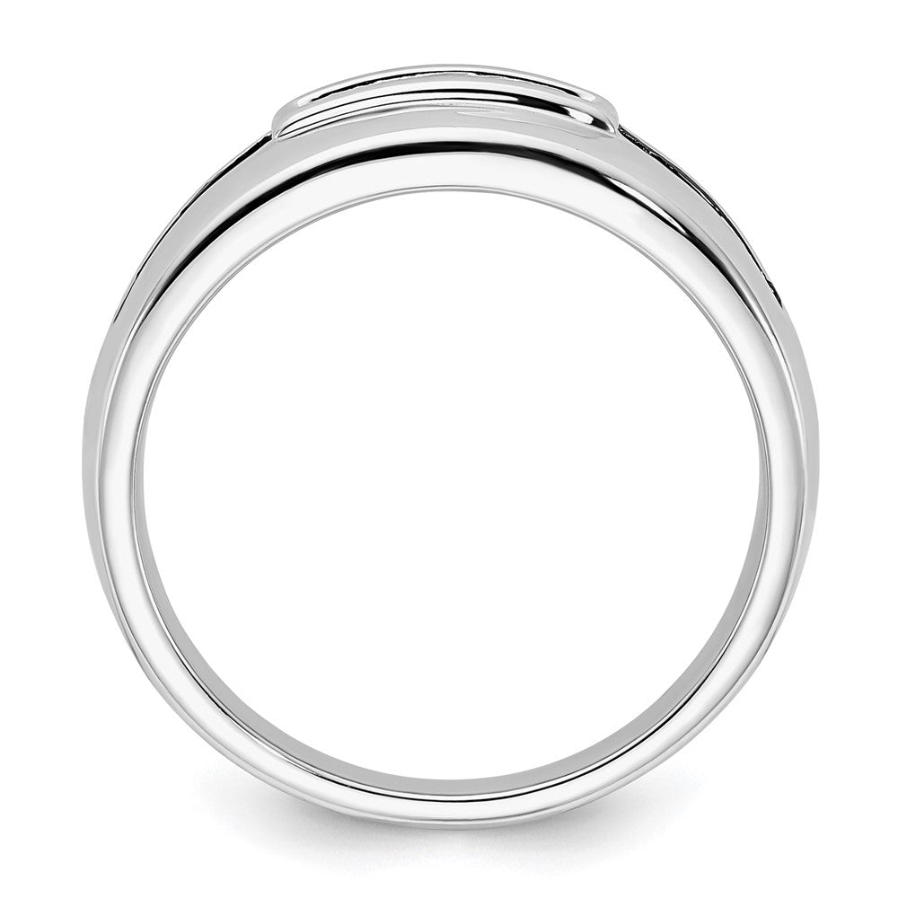 14K White Gold 1/4 carat White and Black Diamond Complete Men's Ring