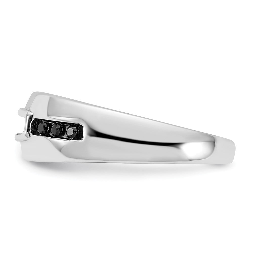 14K White Gold 1/4 carat White and Black Diamond Complete Men's Ring