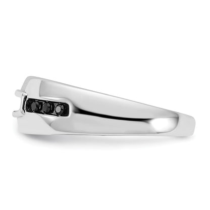 14K White Gold 1/4 carat White and Black Diamond Complete Men's Ring