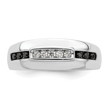 14K White Gold 1/4 carat White and Black Diamond Complete Men's Ring