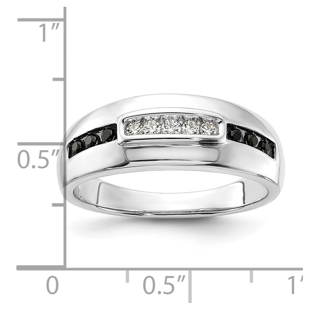 14K White Gold 1/4 carat White and Black Diamond Complete Men's Ring