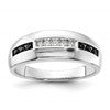 14K White Gold 1/4 carat White and Black Diamond Complete Men's Ring