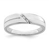 14K White Gold 3-Stone Satin and Polished 1/20 carat Diamond Complete Men's Band