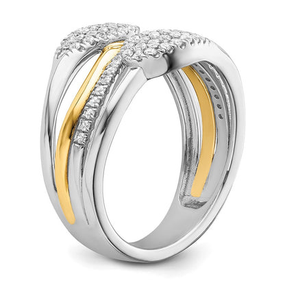 14k Two-Tone 3/8 carat Lab Grown Diamond VS/SI+ G+ Complete Fashion Ring