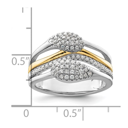 14k Two-Tone 3/8 carat Lab Grown Diamond VS/SI+ G+ Complete Fashion Ring