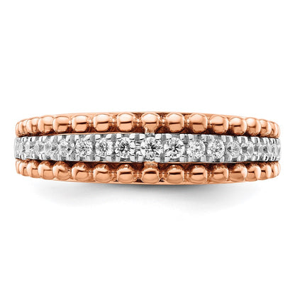 14k Two-tone Rose and White Gold 1/4 carat Lab Grown Diamond VS/SI+ G+ Complete Band