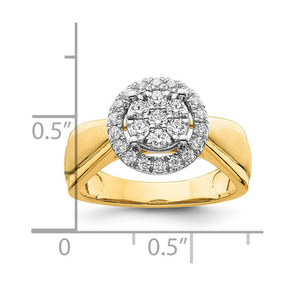 14k Two-tone 1/2 carat Lab Grown Diamond VS/SI+ G+ Complete Cluster Engagement Ring