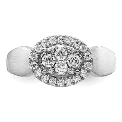 14k White Gold 1/2 carat Lab Grown Diamond VS/SI+ G+ Complete Cluster Engagement Ring