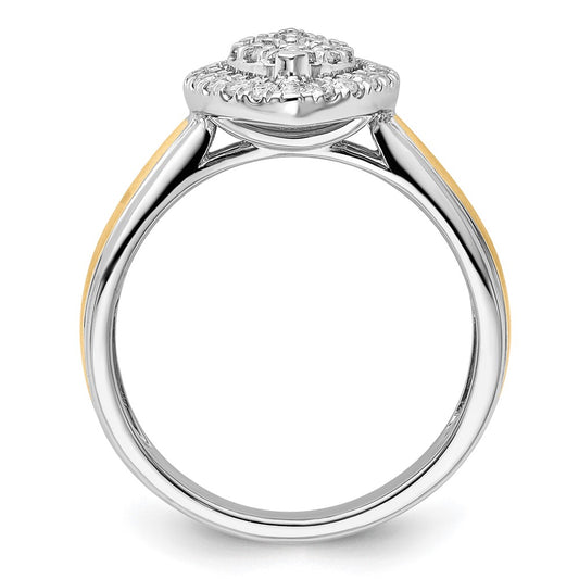 14k Two-tone 1/2 carat Lab Grown Diamond VS/SI+ G+ Complete Cluster Engagement Ring