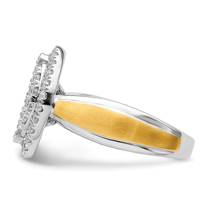 14k Two-tone 1/2 carat Lab Grown Diamond VS/SI+ G+ Complete Cluster Engagement Ring