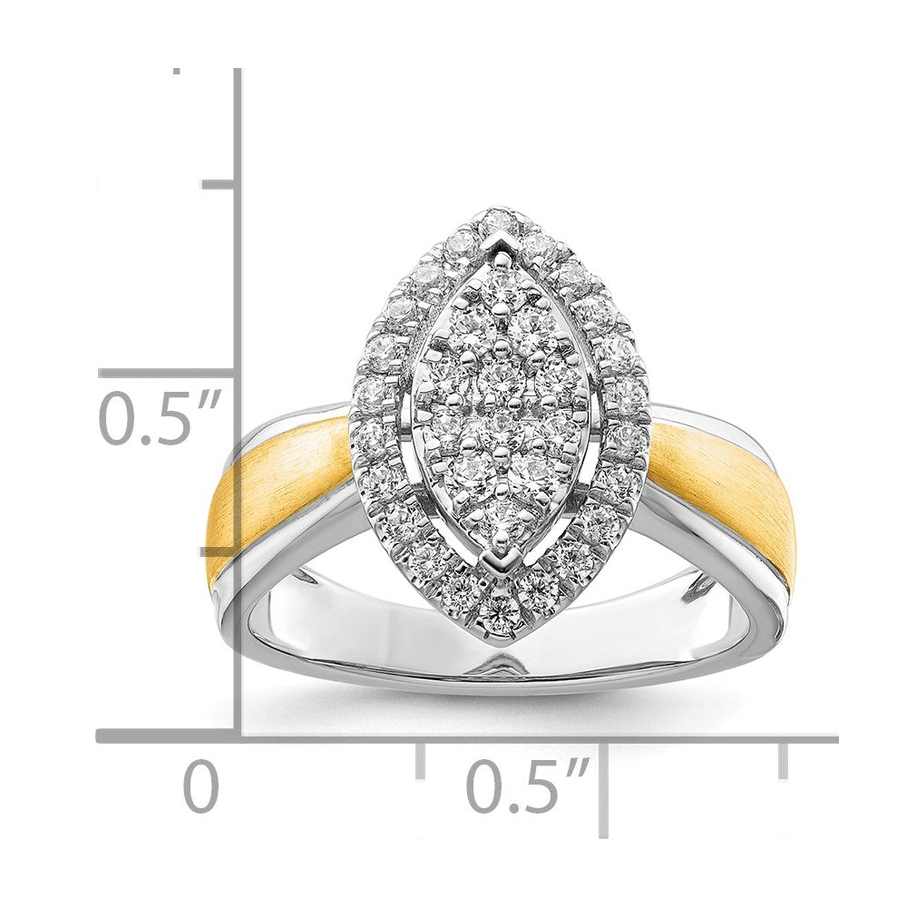 14k Two-tone 1/2 carat Lab Grown Diamond VS/SI+ G+ Complete Cluster Engagement Ring