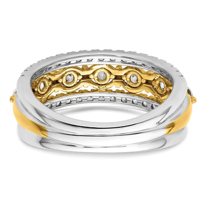 14k Two-tone 7/8 carat Lab Grown Diamond VS/SI+ G+ Complete Band