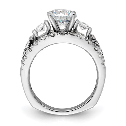 14k White Gold 1 3/8 carat Lab Grown Diamond VS/SI+ G+ 1 1/2 carat Center Round Semi Mount Shared Prong Engagement Ring