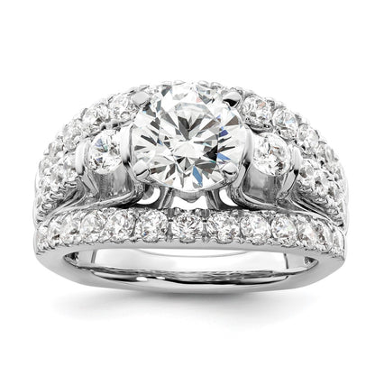 14k White Gold 1 3/8 carat Lab Grown Diamond VS/SI+ G+ 1 1/2 carat Center Round Semi Mount Shared Prong Engagement Ring