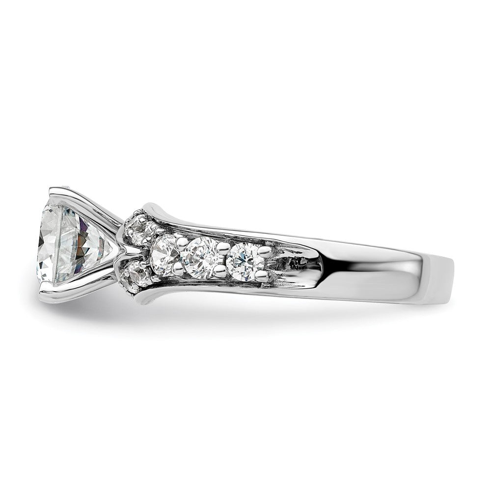 14k White Gold 5/8 carat Lab Grown Diamond VS/SI+ G+ 1 1/2 carat Center Round Semi Mount Shared Prong Engagement Ring