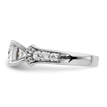 14k White Gold 5/8 carat Lab Grown Diamond VS/SI+ G+ 1 1/2 carat Center Round Semi Mount Shared Prong Engagement Ring