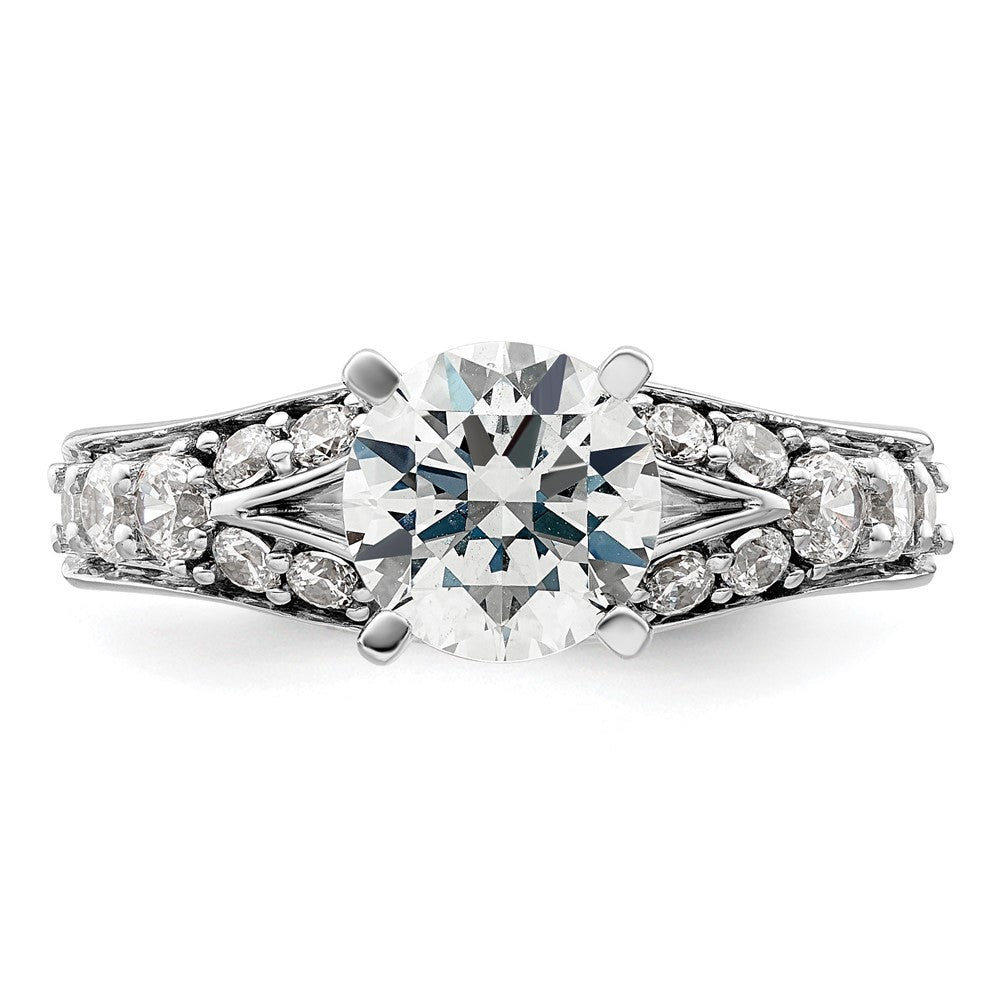 14k White Gold 5/8 carat Lab Grown Diamond VS/SI+ G+ 1 1/2 carat Center Round Semi Mount Shared Prong Engagement Ring