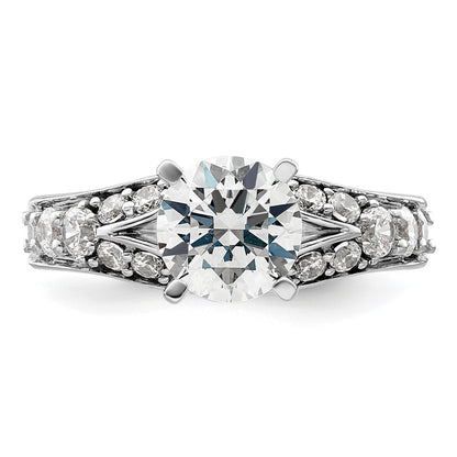 14k White Gold 5/8 carat Lab Grown Diamond VS/SI+ G+ 1 1/2 carat Center Round Semi Mount Shared Prong Engagement Ring