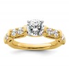 14k Two Tone 5/8 carat Lab Grown Diamond VS/SI+ G+ 1 carat Center Round Semi Mount Shared Prong Engagement Ring