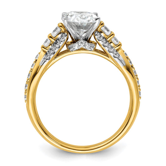14k 5/8 carat Lab Grown Diamond VS/SI+ G+ 1 carat Oval Center Semi Mount Engagement Ring