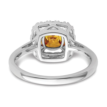 14k White Gold 1/4 carat Lab Grown Diamond VS/SI+ G+ November Birthstone Citrine Halo Ring