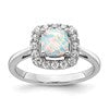 14k White Gold 1/4 carat Lab Grown Diamond VS/SI+ G+ October Birthstone Lab Created Opal Halo Ring