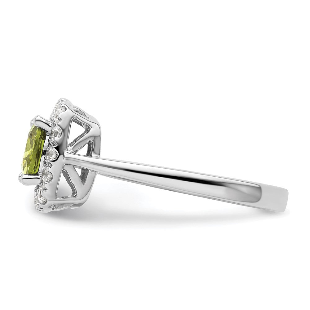 14k White Gold 1/4 carat Lab Grown Diamond VS/SI+ G+ August Birthstone Peridot Halo Ring