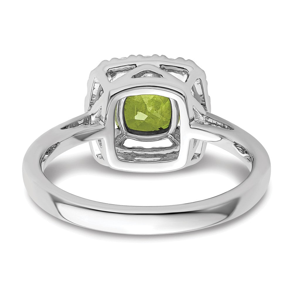 14k White Gold 1/4 carat Lab Grown Diamond VS/SI+ G+ August Birthstone Peridot Halo Ring