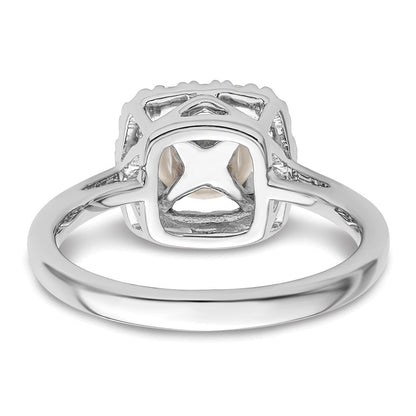14k White Gold 1/4 carat Lab Grown Diamond VS/SI+ G+ June Birthstone Freshwater Cultered Pearl Halo Ring
