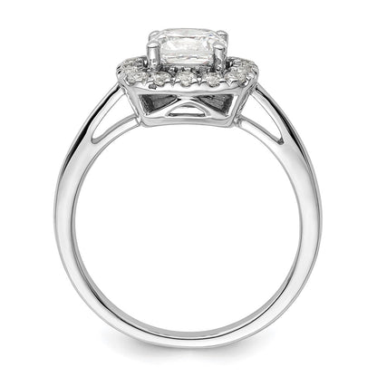 14k White Gold 1/4 carat Lab Grown Diamond VS/SI+ G+ April Birthstone White Sapphire Halo Ring