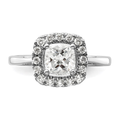 14k White Gold 1/4 carat Lab Grown Diamond VS/SI+ G+ April Birthstone White Sapphire Halo Ring