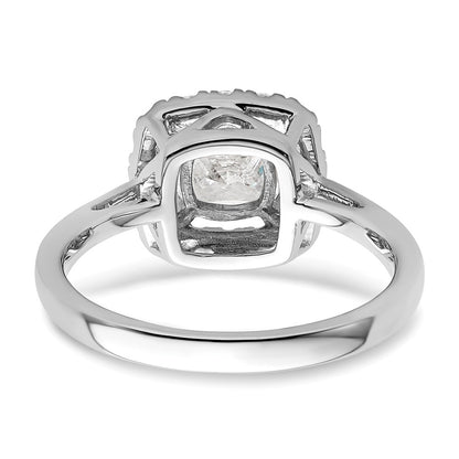 14k White Gold 1/4 carat Lab Grown Diamond VS/SI+ G+ April Birthstone White Sapphire Halo Ring