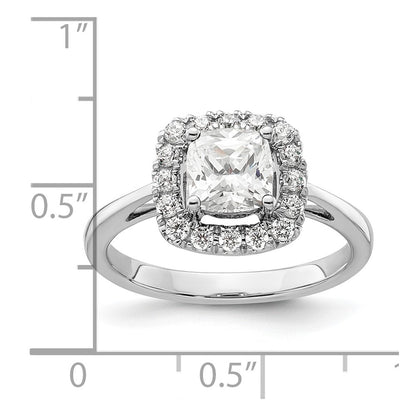 14k White Gold 1/4 carat Lab Grown Diamond VS/SI+ G+ April Birthstone White Sapphire Halo Ring