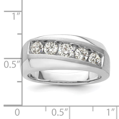 IBGoodman 10k White Gold 1 carat Lab Grown Diamond VS/SI+ G+ Five Stone Complete Men's Ring
