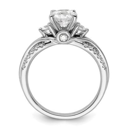 14k White Gold 3/8 carat Lab Grown Diamond VS/SI+ G+ 1 carat Center Round Semi Mount Shared Prong Engagement Ring