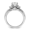 14k White Gold 3/8 carat Lab Grown Diamond VS/SI+ G+ 1 carat Center Round Semi Mount Shared Prong Engagement Ring