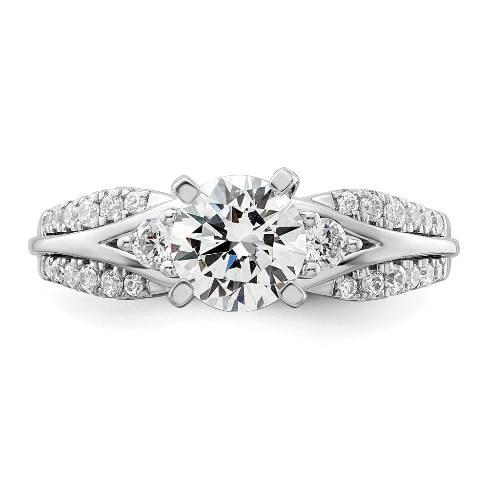 14k White Gold 3/8 carat Lab Grown Diamond VS/SI+ G+ 1 carat Center Round Semi Mount Shared Prong Engagement Ring