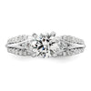 14k White Gold 3/8 carat Lab Grown Diamond VS/SI+ G+ 1 carat Center Round Semi Mount Shared Prong Engagement Ring