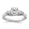 14k White Gold 5/8 carat Lab Grown Diamond VS/SI+ G+ 1 carat Center Round Semi Mount Shared Prong Engagement Ring