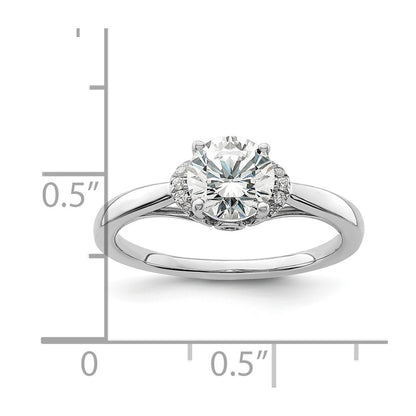 14k White Gold 1/20 carat Lab Grown Diamond VS/SI+ G+ 1 carat center Round Semi Mount Solitaire Engagement Ring