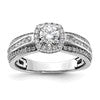 14k White Gold 5/8 carat Lab Grown Diamond VS/SI+ G+ 1/2 carat Center Round Semi Mount Halo Engagement Ring