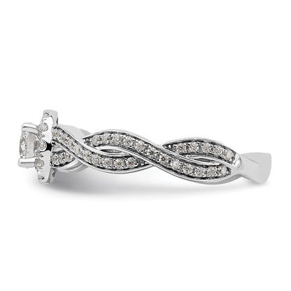 10k White Gold 3/4 carat Lab Grown Diamond VS/SI+ G+ Round Complete Fancy Halo Engagement Ring