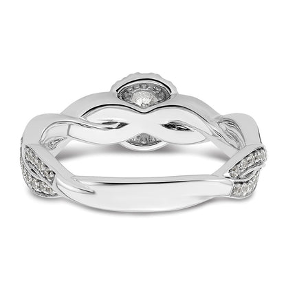 10k White Gold 3/4 carat Lab Grown Diamond VS/SI+ G+ Round Complete Fancy Halo Engagement Ring