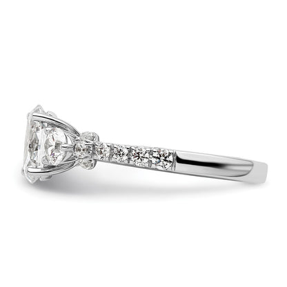 14k White Gold 3/4 carat Lab Grown Diamond VS/SI+ G+ 1 carat Center Oval Semi Mount Engagement Ring