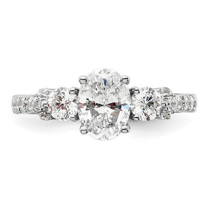 14k White Gold 3/4 carat Lab Grown Diamond VS/SI+ G+ 1 carat Center Oval Semi Mount Engagement Ring
