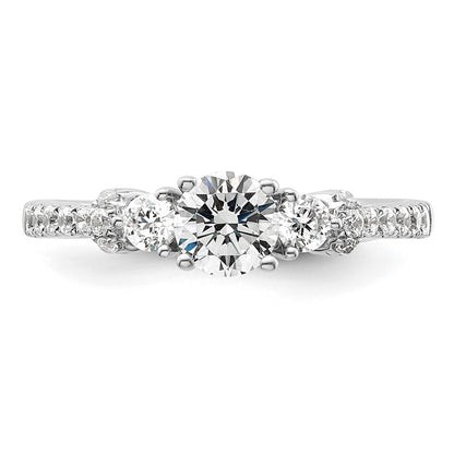 14k White Gold 3/8 carat Lab Grown Diamond VS/SI+ G+ 1/2 carat Center Semi Mount Engagement Ring