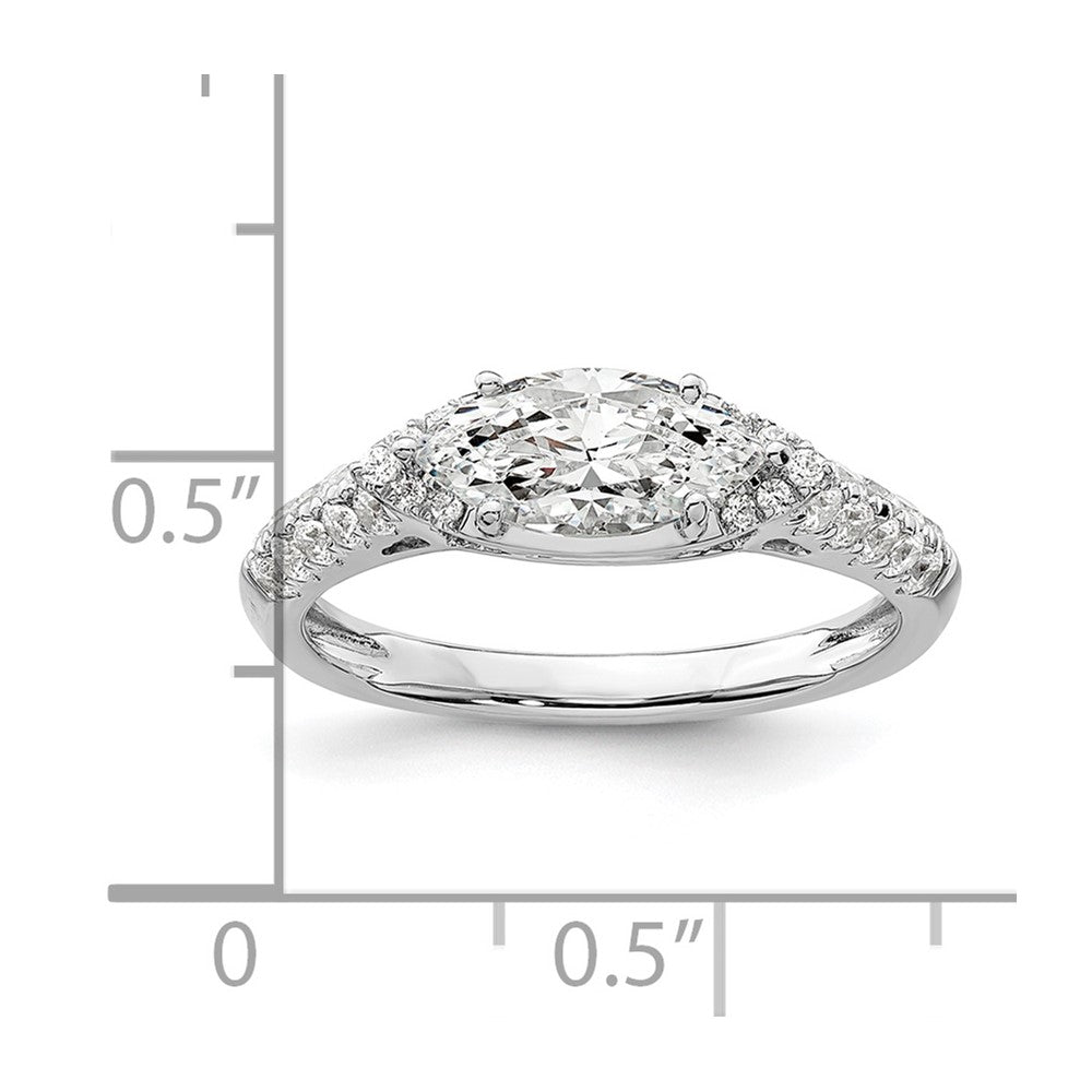 14k White Gold 1/3 carat Lab Grown Diamond VS/SI+ G+ 1 carat Center East-West Marquise Semi Mount Engagement Ring