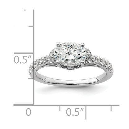 14k White Gold 1/3 carat Lab Grown Diamond VS/SI+ G+ 1 carat East-West Oval Center Semi Mount Engagement Ring