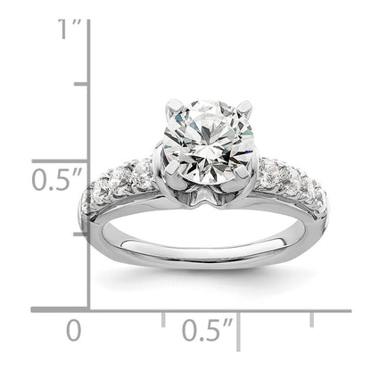 14k White Gold 1/2 carat Lab Grown Diamond VS/SI+ G+ 1 1/2 carat Center Round Semi Mount Shared Prong Engagement Ring